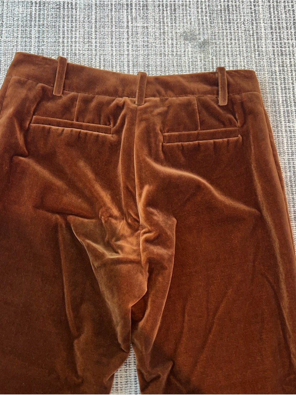 Nili Lotan Derek Cognac/Brown Velvet Flare Mid Rise Cropped Pants - size 8- Nwot - Picture 8 of 10